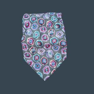 Vintage Robert Stewart Silk Tie With Geometric Pattern 55.5in Long